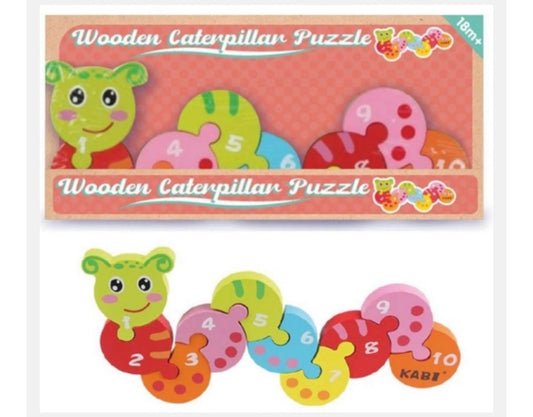 Wooden Caterpillar number puzzle